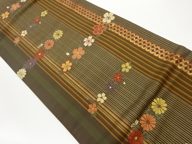 JAPANESE NAGOYA OBI / WOVEN FLOWERS